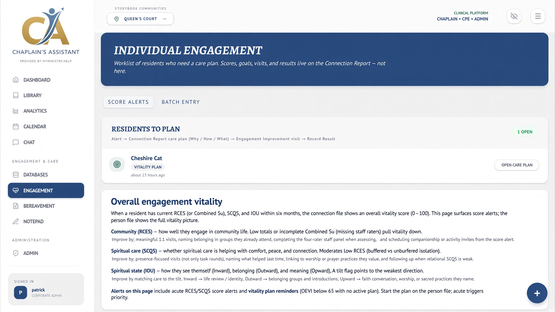 Senior living engagement workflow